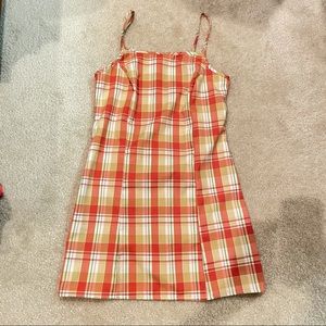 Urban Renewal Vintage Grid Dress color orange combo sizw S
